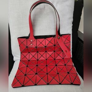 Red Geometric Tote Purse FHI Brands Bag 13" x 12" Adjustable Strap